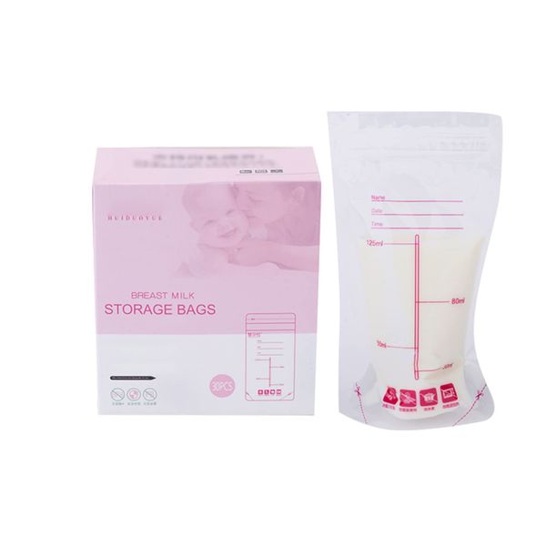 JiangbihanXX 30 Pcs Breastmilk Storage Bags 125ml Breast Milk Storage Bags Standing Design Breastmilk Pouches for Breastmilk Collection Baby Mom