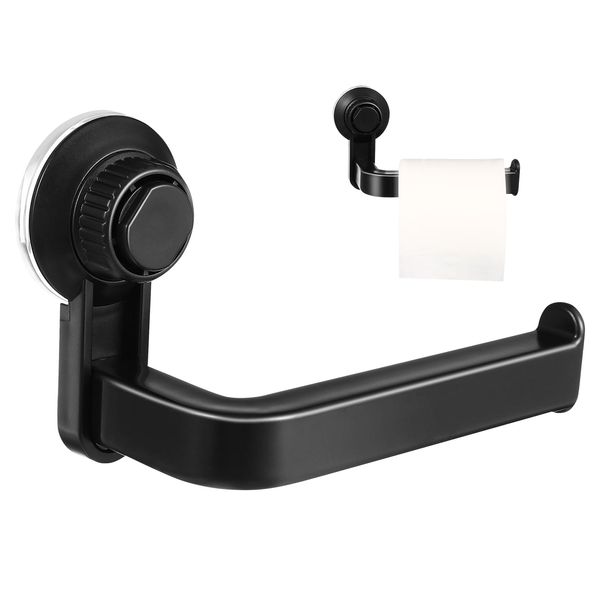 TOPBATHY Suction Toilet Roll Holder Toilet Roll Holder Suction Bathroom Wall-Mounted Tissue Holder Paper Towel Rack Toilet Paper Holder Abs Paper Roll Holder Tissue Organizer for Home, Black