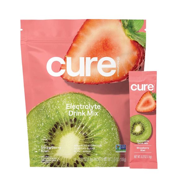 Cure Hydrating Electrolyte Mix Pouch, Strawberry Kiwi, 14 ct