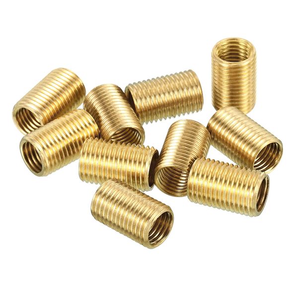 PATIKIL M10-M8 Sleeve Reducing Nuts 10pcs 15mm Threaded Hollow Tube Adapter Brass Coupler Connector Pipe Fitting