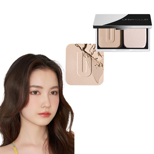 Lynlyulinger Foundation Concealer Pressed Powder Powder Cover Foundation Compact Face Powder 9g Brighten Skin Tone Oil Control Natural (1 Flesh Color)