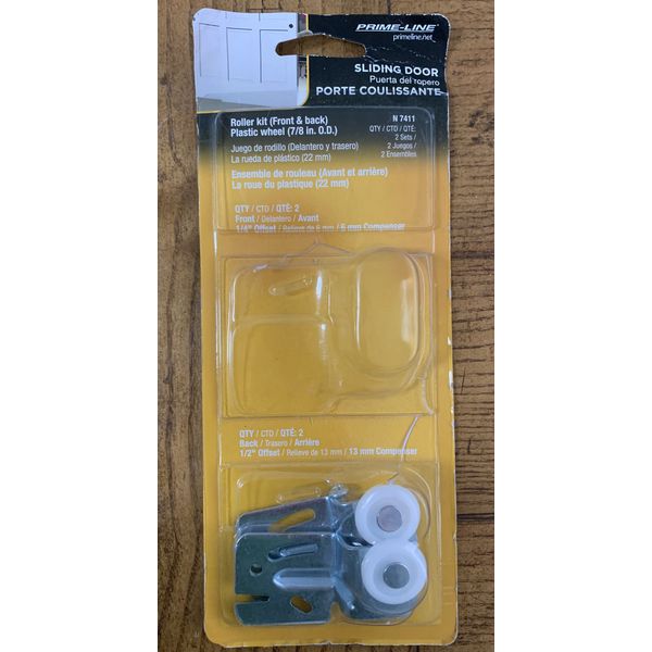 Prime-Line Sliding Door Roller kit 2 BACKS ONLY plastic wheel (7/8" OD) N 7411