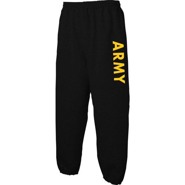 Lucky Ride Military Gear Black Army Sweat Pants with Gold Print, XX-Large