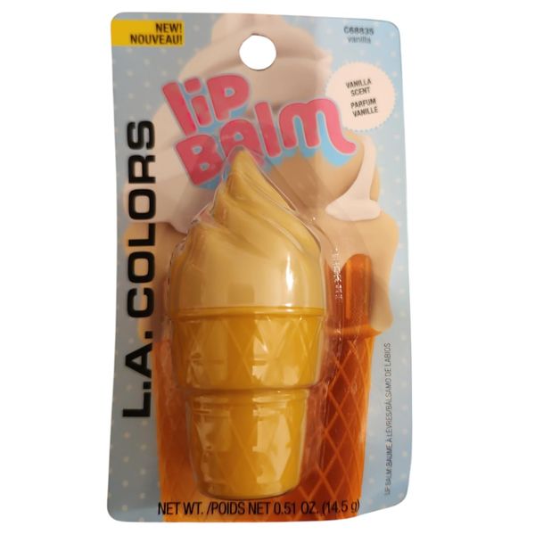 Novelty Lip Balm, Vanilla Scent, 0.51 oz In shape of Ice Cream Cone