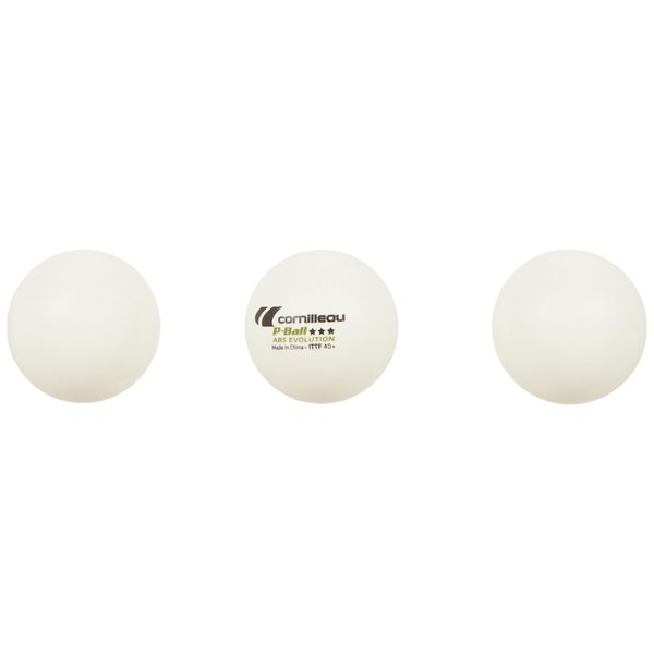 Cornilleau ITTF Plastic ABS Evolution 3 Star Competition Table Tennis Balls (Pack of 3), White