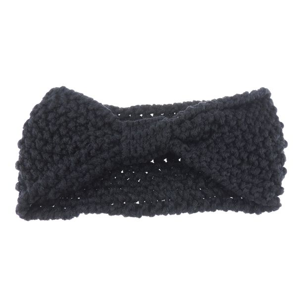 Glamour Girlz Cute Womens Fashion Winter Woolen Warm Apres Ski Knit Knitted Crochet Fluffy Twist Turban Knotted Knot Earmuffs Ear Warmer Headwear Hairband Headband Headwrap (Black)