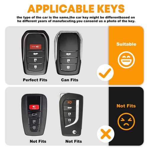 OMU Metal Key Fob Cover Case Compatible with Toyota, Zinc Alloy Keychain Compatible with Toyota 2019-2024 Venza&Land Cruiser& Fortuner&Grand Highlander&Corolla Cross&Hilux-Type A,4 Button Model