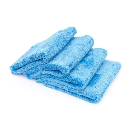 The Rag Company - Eagle Edgeless 500 (4-Pack) Professional Korean 70/30 Blend Super Plush Microfiber Detailing Towels, 500GSM, 16in x 16in, Blue