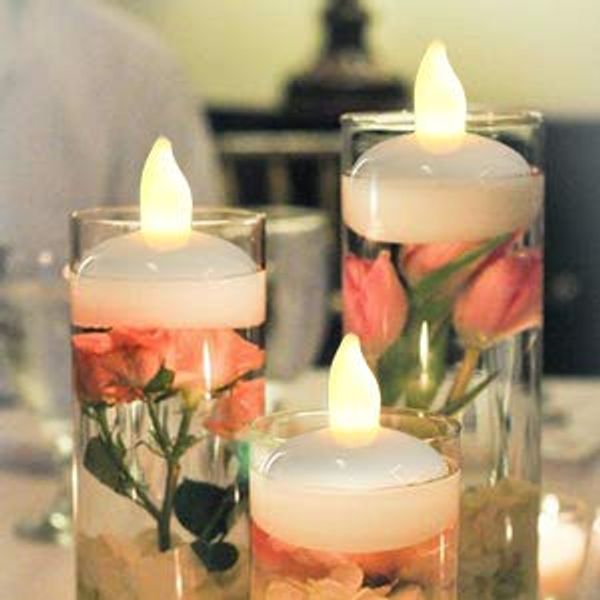 IMAGE Floating Candles, Flameless Floating LED Tea Lights 12 Pack Waterproof Tealight Candles for Wedding Party Spa Home Indoor Outdoor Decor-Warm White