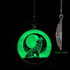 Single Sided Glow in The Dark Celestial Moon Wolf Fan Pull Pendant – Mystical Decor