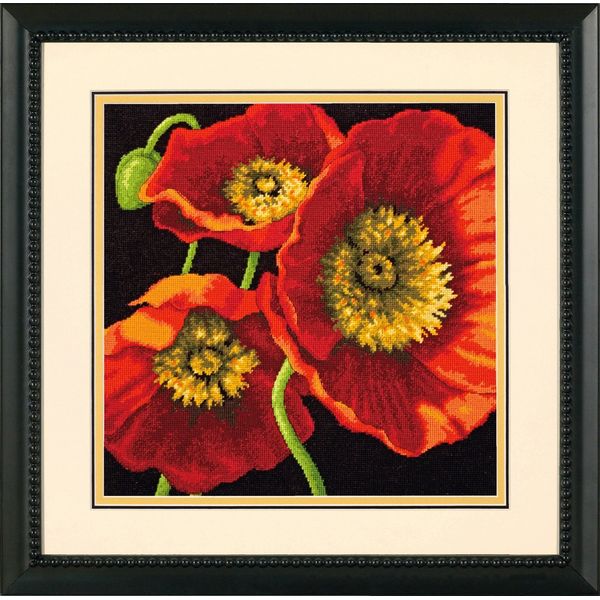 Wilton Dimensions Dimensions Needlepoint Kit, Red Poppy Trio, 14'' x 14''