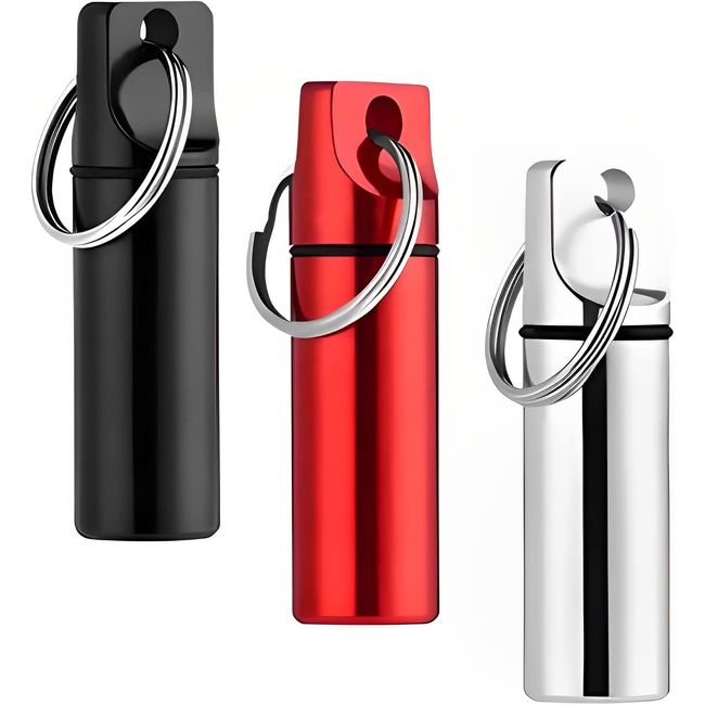 Keychain Medicine Pill Box Case Bottle Holder Waterproof Metal Container 3 PCS