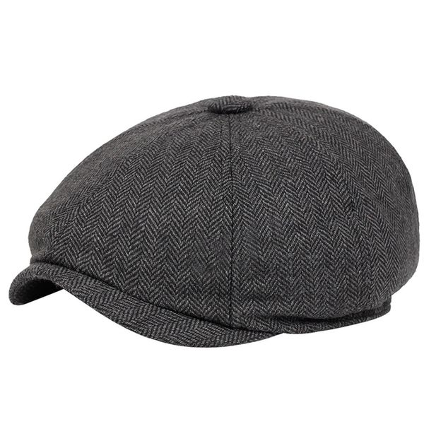 IZUS 20’s Themed Party Newsboy-Caps for Men - Herringbone Newsboy-Hat 8-Panel Gatsby Flat Hat 1920s Costume Acc (Dark Grey)