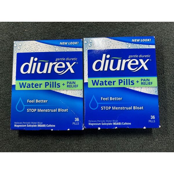 72 sealed Diurex Water Pills + Pain Relief EXP 9/2026 menstrual bloat cramps
