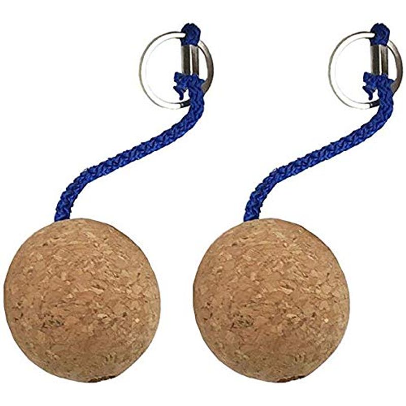 2x 50mm Floating Cork Ball Key Ring Marine Sailing Boat Float Buoyant ...