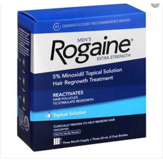 Men's ROGAINE 5% Minoxidil Solution Extra Strength 3 Month Supply 60ml EXP 08/25