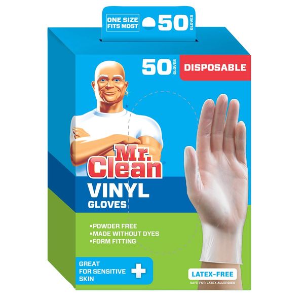 Mr. Clean Disposable Vinyl Gloves, 50 Count (Pack of 1)