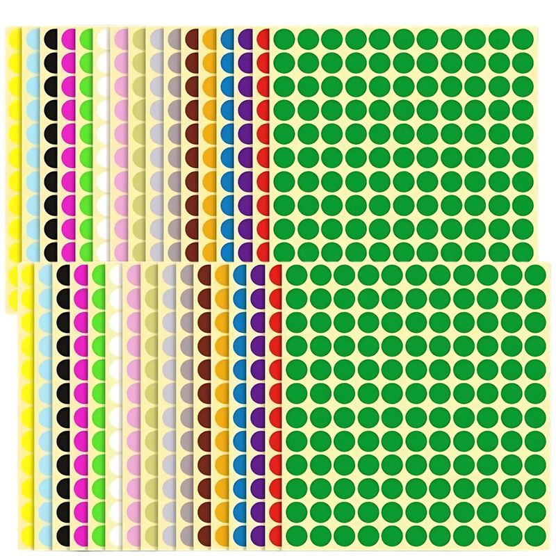 Color Label Round Sticker 16 Colors 32 Sheets (0.5 inch (13 mm) (32 ...