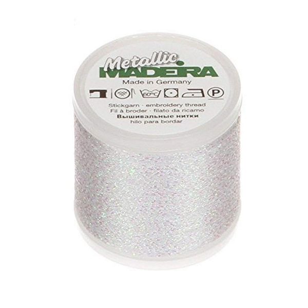 Madeira 200 m Metallic Thread, White, by The Yard