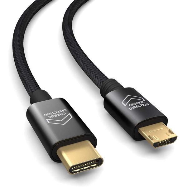 PAXO 2m MICRO USB to USB C cable, OTG, charges USB C devices, charging cable, charging adapter, data cable, USB 2.0