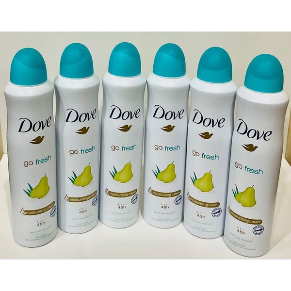 Dove Go Fresh Pear & Aloe Antiperspirant Deodorant Spray, 250ml/8.45oz (6 Pack)