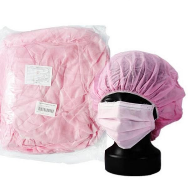 Wicheonil Disposable Head Cap Round Cap Pink 100 Sheets Hair Cap 30G Field Hair Net