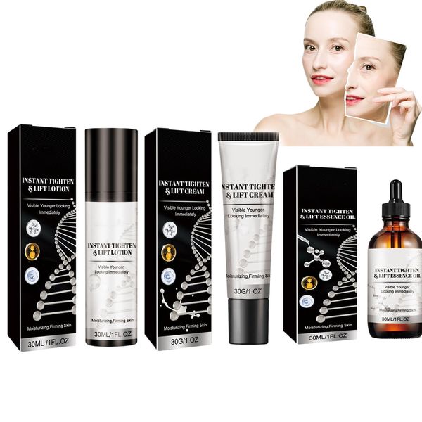 Instant Face Lift Skincare Set - Instant Tightening & Lifting Serum, Cream, Essential Oil, Women Beauty Gift Skin Care Kit, Smooth Loose Sagging Skin, Puffiness, Face Tightener, Fine Lines & Wrinkles