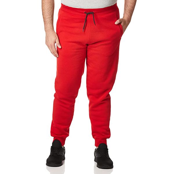 WT02 Men's Fleece Sweatpants & Joggers (Regular & Extended Sizes), Red, X-Large