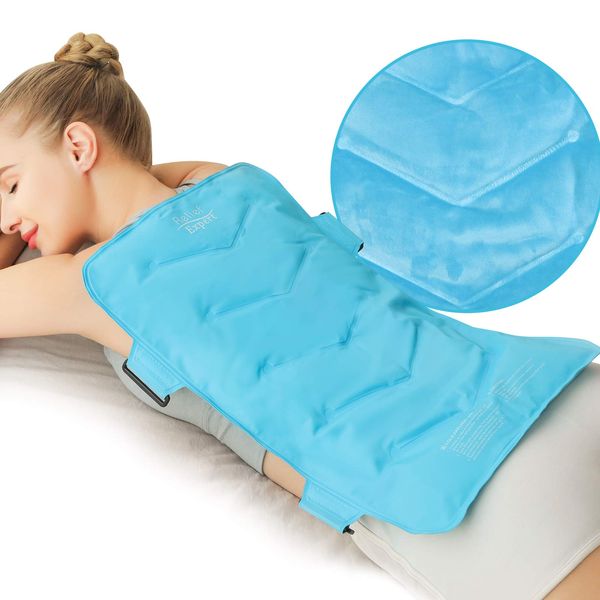 Relief Expert Extra Large Back Ice Pack (13”x21”) - Reusable Ice Wrap for Back Pain Relief- Cold Compress Therapy for Ice Pads for Injuries, Swelling, Bruises & Sprains, XXL