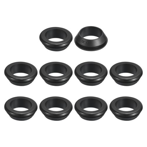 uxcell 20 Pcs Rubber Grommets, 25mm ID 30mm Drill Hole Double Sided Hollow Firewall Hole Plugs Round Electrical Wiring Gasket, Black