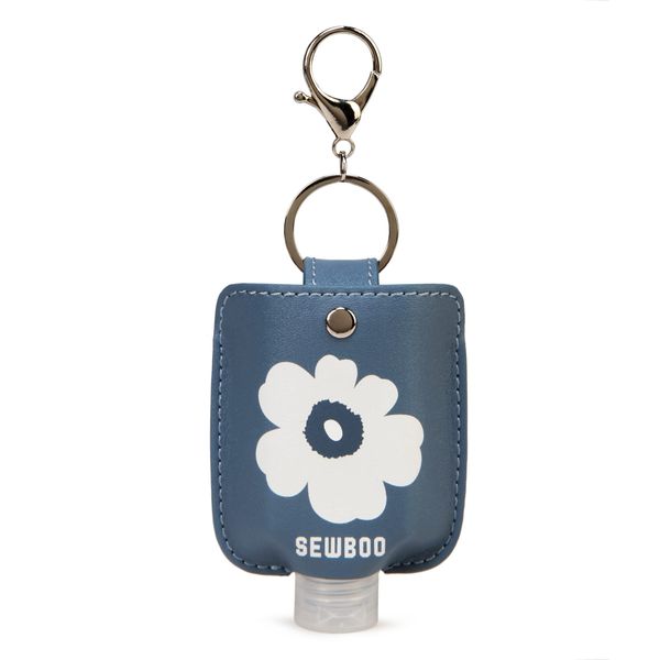 SEWBOO Sanitizer Holder with Travel Bottle Refillable Mini Travel Hand Sanitizer Keychain Holder for Backpack & Purse (Ash Blue)