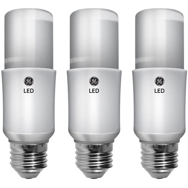 GE Bright Stik LED Light Bulbs, 9 Watt (60 Watt Equivalent) Soft White, Medium Base, Non-Dimmable (3 Pack)