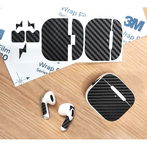 Skin Compatible with AirPods 4 Skin Wrap 3M Carbon Fiber Texture/Sticker/Decal - Flash Icons (Carbon Fiber)