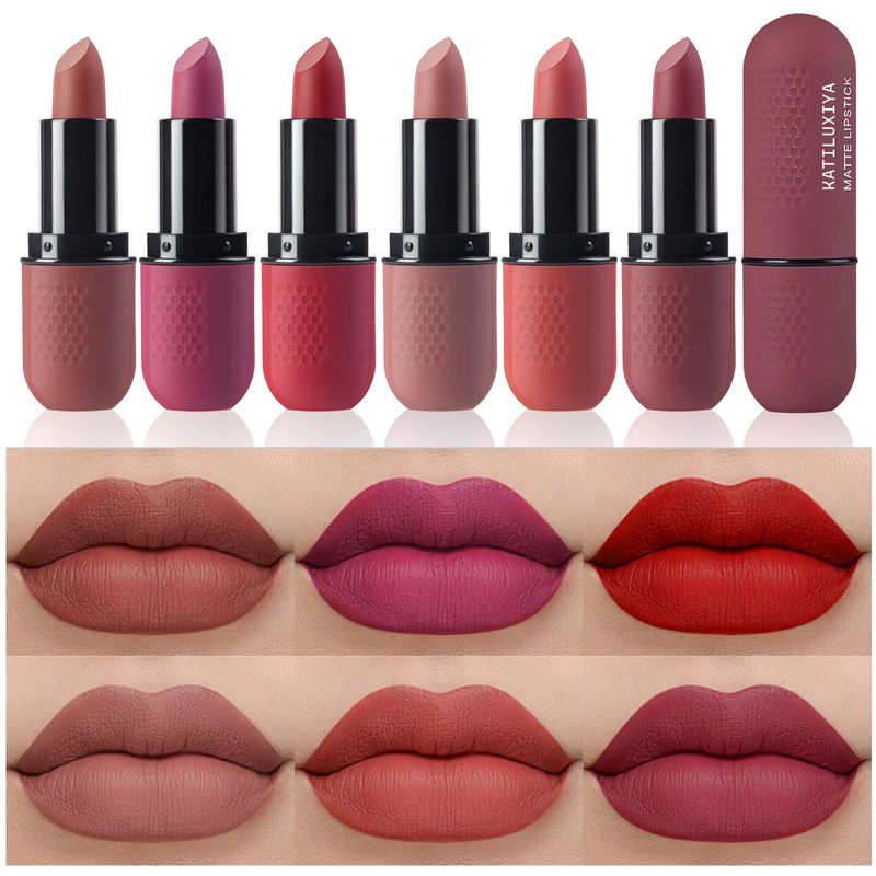 Katiluxiya 6Pcs Red Velvet Matte Lipstick Set, High Pigmented Long ...