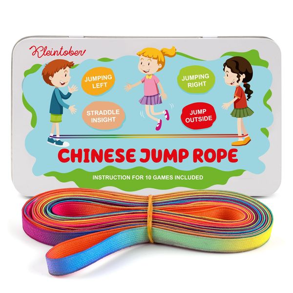 Kleintober I Chinese Jump Rope I Rubber Twist I Gummitwist I Indoor and outdoor toys I Chinese jump rope for kids I With instructions for play I Outdoor toys for kids ages 8-12 I Kids jump rope