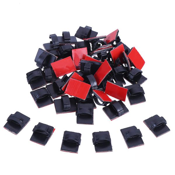 Cable Clips, Wire Stops, Cord Clips, Storage, Cable Fixers, Tape, For Cars, Home, Offices (40 pcs, Black)