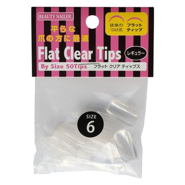 Beauty Nailer BBS2N-6 Nail Tips, Flat, Regular Refill, Clear, 50P