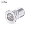 sourcing map M4 Rivet Nuts Aluminium Alloy Knurled Flat Head Threaded Insert Nut Silver 50pcs