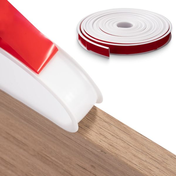FAKILO 16 mm x 3 m U-Shape Self-Adhesive Furniture Edge Tape, Flexible Furniture Edge Tape, Self-Adhesive TPE Foldable Edge Protection for Cabinet Edges, Worktops, End Strip (White)