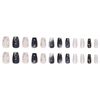 24pcs  Flower Deep Blue Cat-eye Gilding Ins press on Nails, Medium Coffin Shape