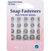 Hemline Sew On Snap Fasteners Assorted Sizes Nickel/Silver