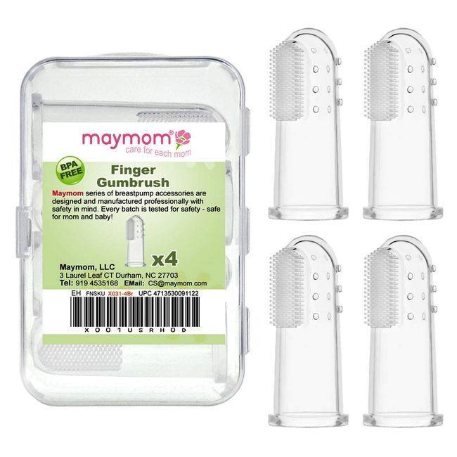 Maymom Oral Massager and Toothbrush for Infant, aka Finger Brush; 4pc