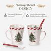 Spode Christmas Tree Peppermint Mugs with Spoons, Set of 2