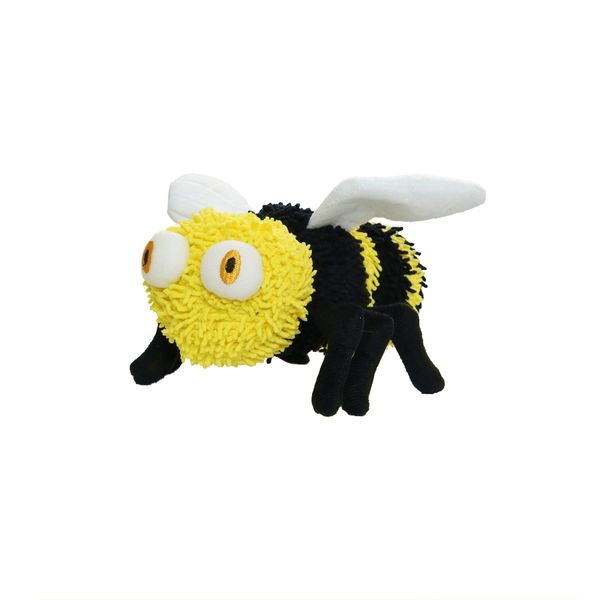 MIGHTY- Microfiber Medium Bee- Made with Squeaker Balls & Minimal Stuffing. Strong & Tough. Interactive Play. Machine Washable & Floats
