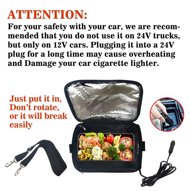 12V Portable Food Warmer with Vehicle Plug Electric Heating Lunch