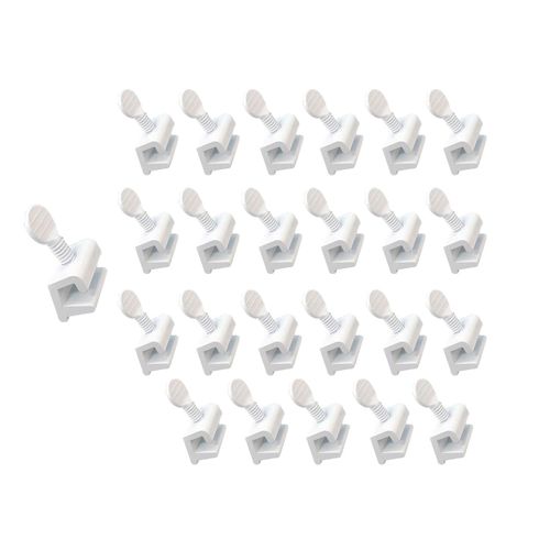 QCAA Single Small Sliding Window Security Lock, Aluminum, White Coated, 24 Pack, Made in Taiwan