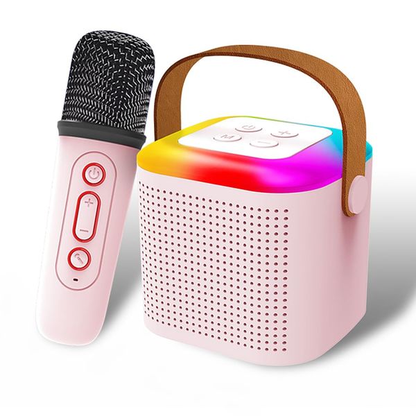 Uluck Mini Karaoke Machine for Kids & Adults,Portable Bluetooth Speaker with 1 Wireless Karaoke Microphone,Music Toys Christmas Birthday Gifts for Kids & Adult (Pink-3)