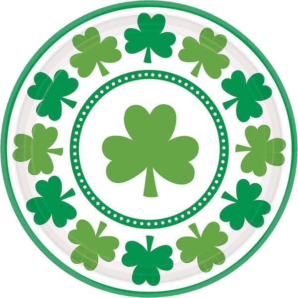 Amscan 551453 Lucky Shamrocks Paper Plates, 23 cm