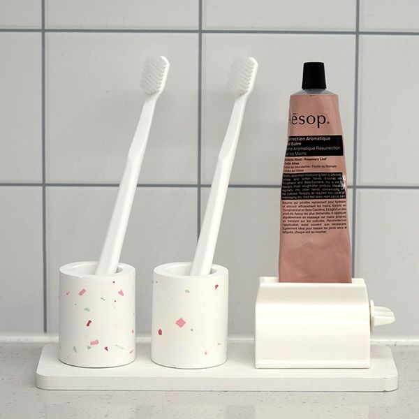 Grandex Diatomaceous Earth Toothbrush Holder Set Razor Holder Toothpaste Holder Tray