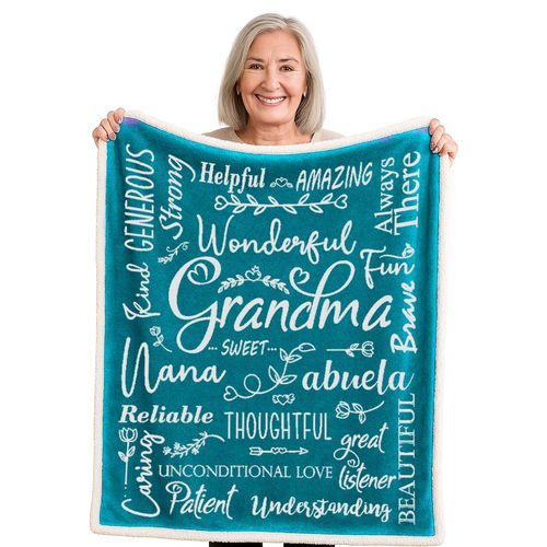 Piwaka Grandma Blanket - Mother's Day & Birthday Gift Box for Grandma from Grandkids, Cozy Fleece Throw for Grandmother, Nana, Abuela, Gigi, Sentimental Present to Celebrate Love and Warmth (Teal)